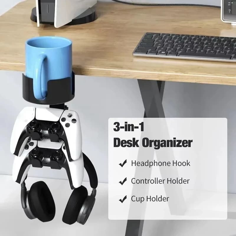 X11A Portabicchieri da tavolo per cuffie multifunzionali Supporto per gamepad Supporto da scrivania per PC Gamer Cuffie Staffa per maniglia