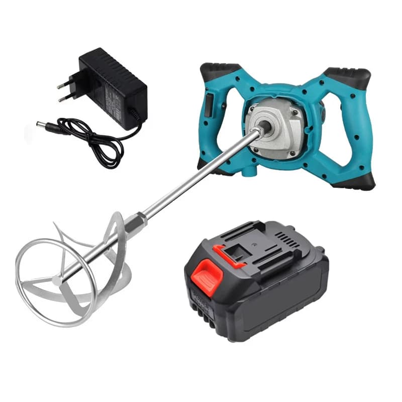 Miscelatore Industriale Elettrico Portatile a Batteria al Litio per Stucco, Cemento, Pasta, Calcestruzzo e Malta - Strumento Industriale per Intonacatura