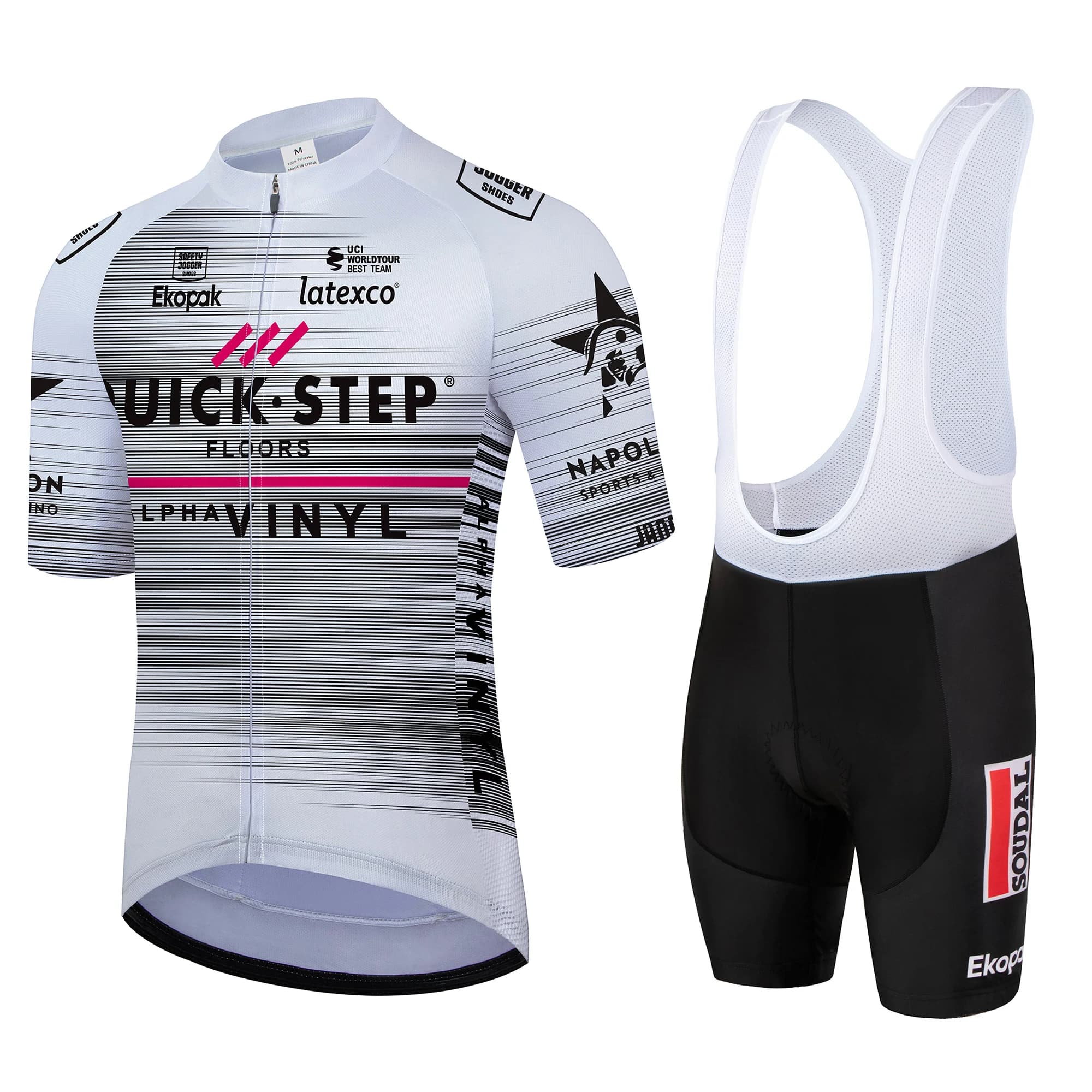 QUICK STEP Men's summer cycling jersey, full set with short sleeves and shorts with straps