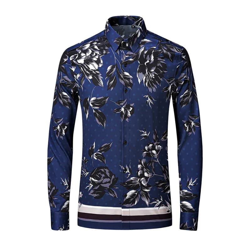 Retro European candle holder with black background, long-sleeved shirt for men, light luxury, smooth texture, fitted design