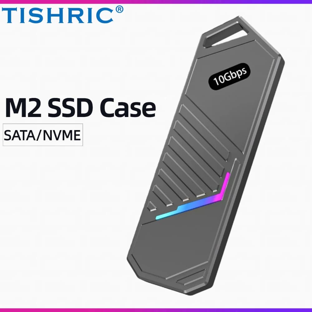 TISHRIC 10Gbps M.2 NVME SSD Custodia per disco rigido esterno Lega di alluminio CNC SATA Singolo/Doppio protocollo M2 Custodia per disco rigido HDD