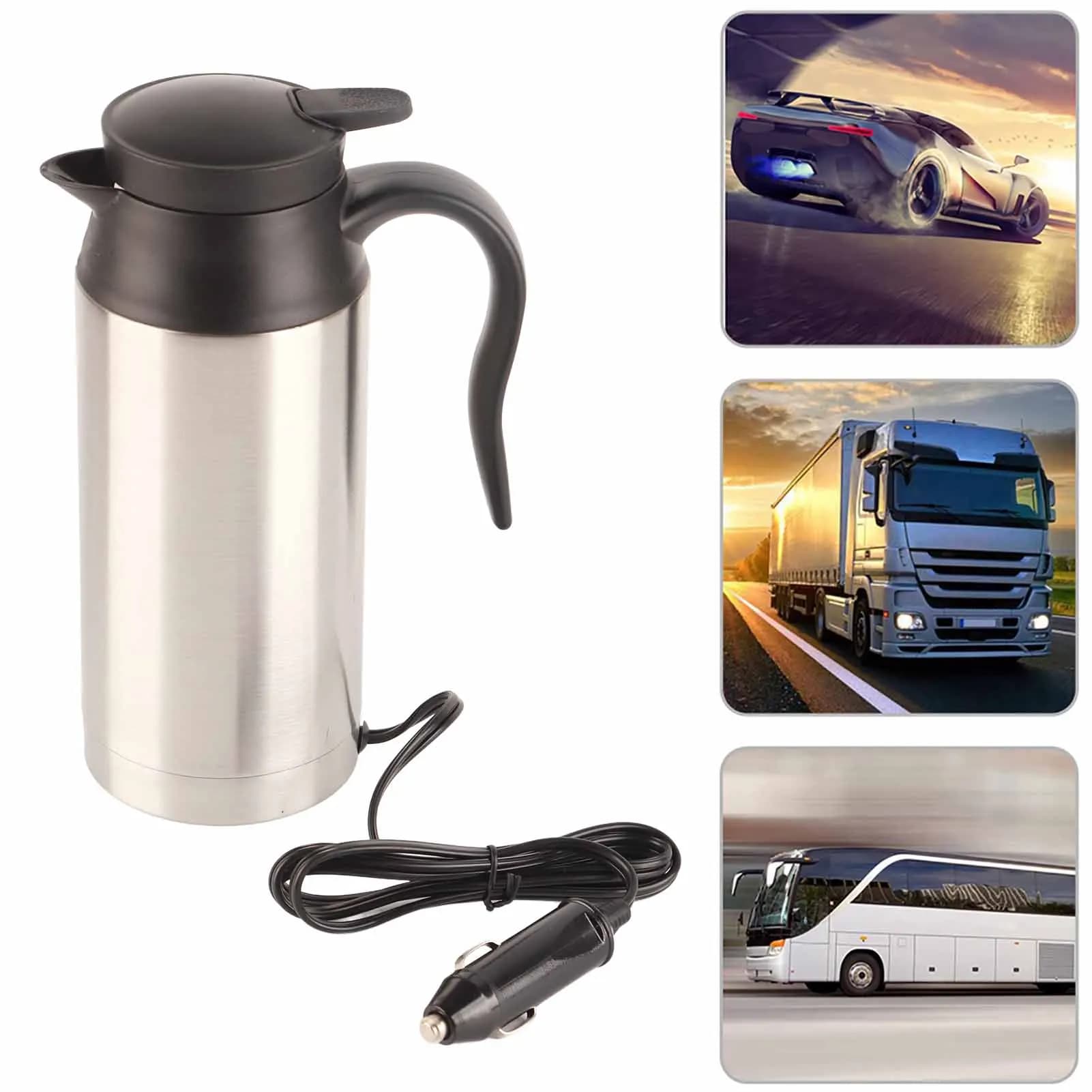 12V 750ML Stainless Steel Electric Kettle Coffee Tea for Heater Cup 12V Stainless Steel Kettle