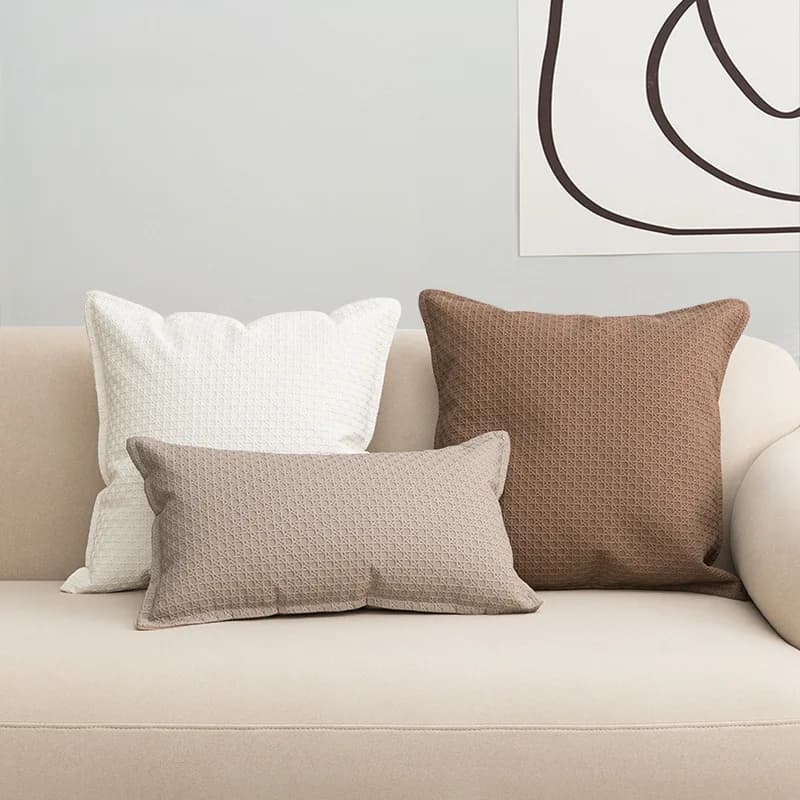 Fodera per cuscino in pelle nordica Solid Cream Brown Plaid fodera per cuscino 45x45 PU decorazione divano soggiorno Summer Home Decor
