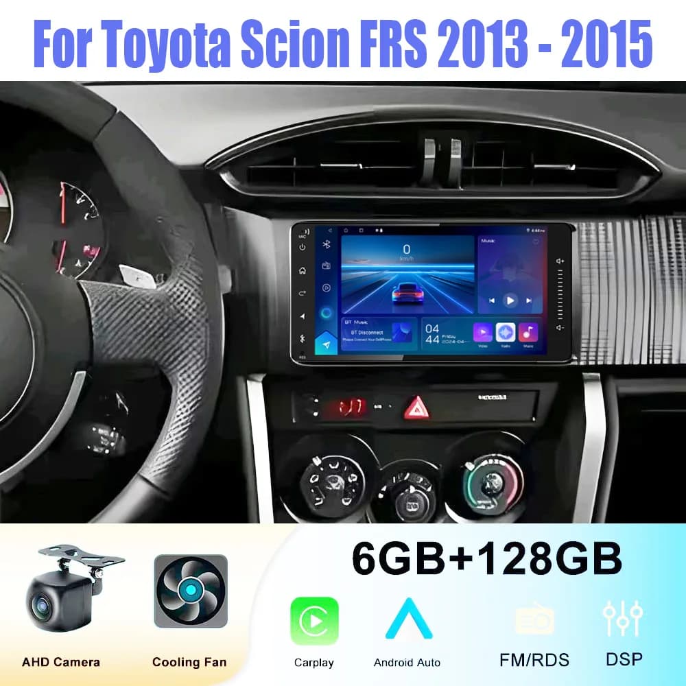 7" 4-64GB Car Radio For Toyota Scion FRS 2013 - 2015 Double Din Wireless CarPlay Android 15 Auto Head Unit Steering Wheel Contro