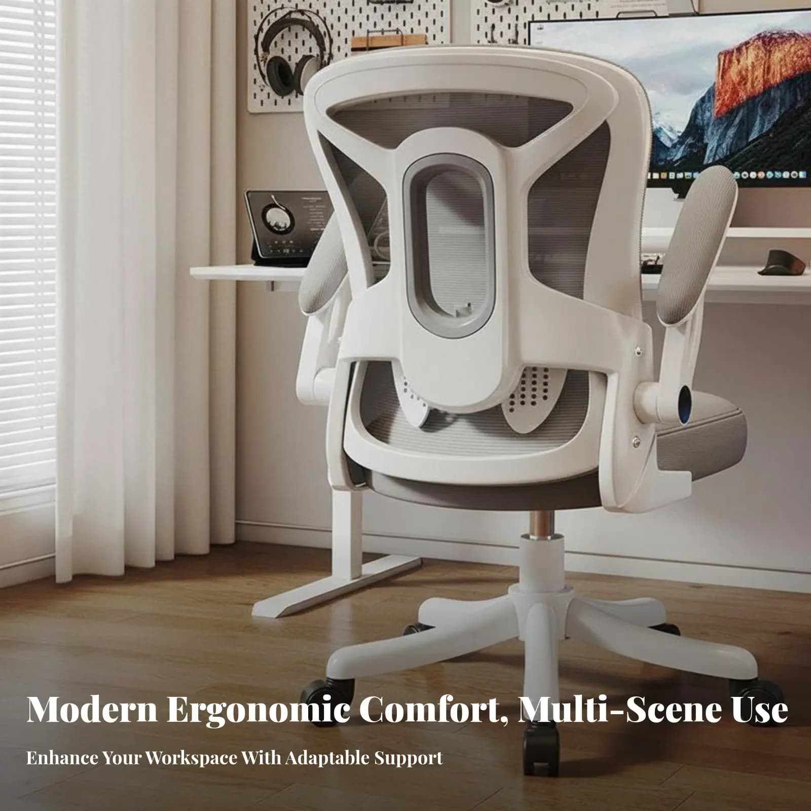 Sedia Ergonomica Highspine con Funzione Reclinabile, Sedia in Rete Highspine con Supporto per la Testa, Braccioli Ribaltabili per Configurazione Gaming
