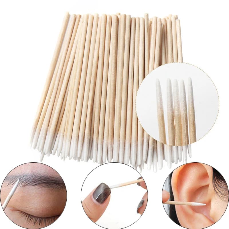 300 Pz Unghie Arte Legno Tampone di Cotone Bastoni Puliti Germogli Punta spingitore per cuticole Testa Manicure Dettaglio Correttore Strumenti per rimuovere lo smalto