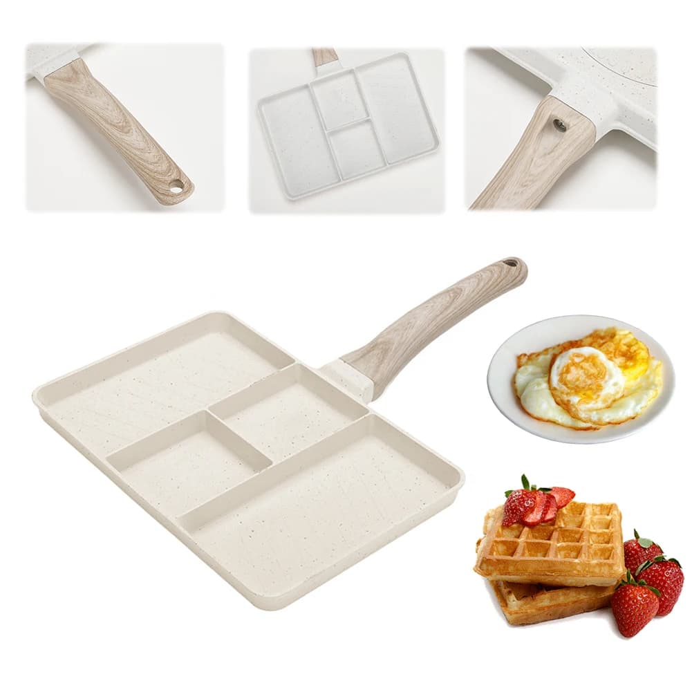 Padella Antiaderente per 4 Uova, Pancake, Hamburger e Sandwich, Facile da Pulire, per Fornelli a Gas e Piani a Induzione