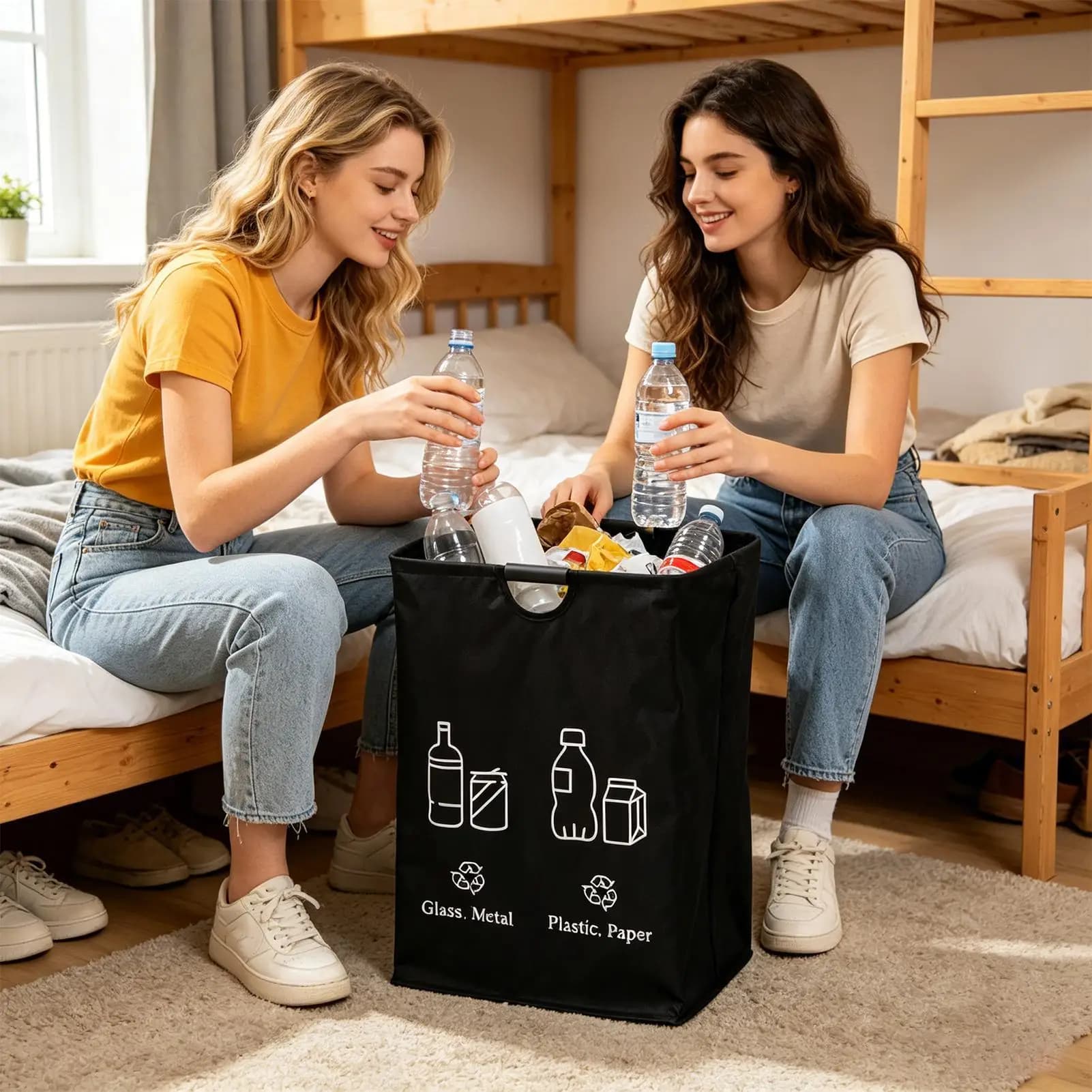 Recycle Bin Foldable Oxford Cloth Waterproof Container Foldable Trash Can for Paper Cardboard Bottles Waste Sorting Collection