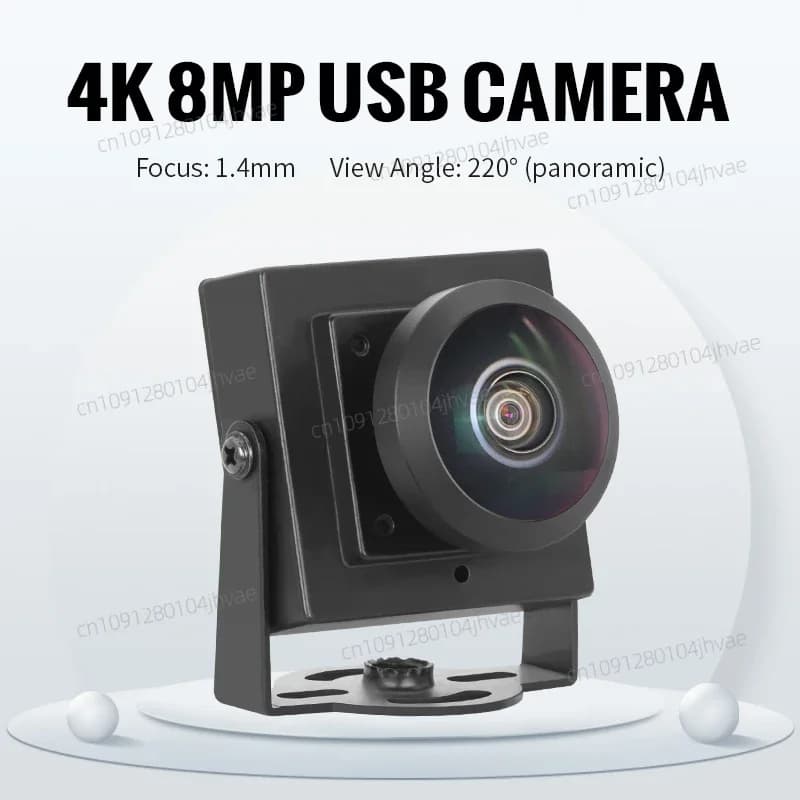 8MP 3200 Imx317 1.4mm 220 degrees HD panoramic HD security Webcam UVC CMOS Mini camera USB 30fps 4K for industrial control