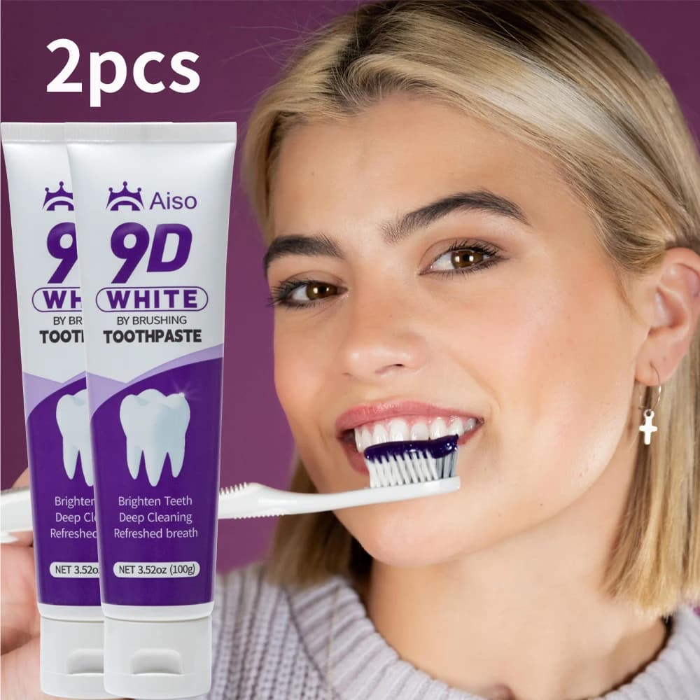 Dentifricio whitening purple 2 pieces/3 pieces 9D: deep cleaning, makes the teeth more shiny, refresh the breath, suitable for domestic use