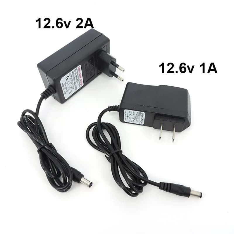 AC DC 12.6V 1A 2A caricatore 12 V Volt Adattatore da muro di alimentazione 5.5*2.5MM 12.6 V 2 A Per 18650 batteria al litio EU US UK AU Spina A07