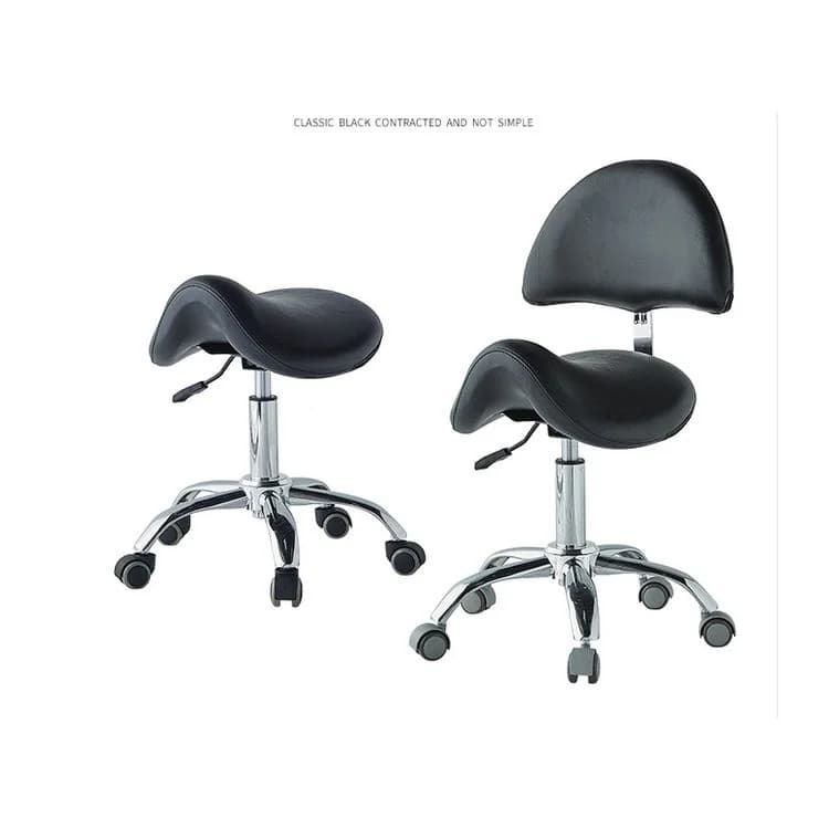 Sgabello da Tecnico con 5 Ruote in PU, Altezza Regolabile, Gambe in Metallo Cromato, Vendita all'Ingrosso