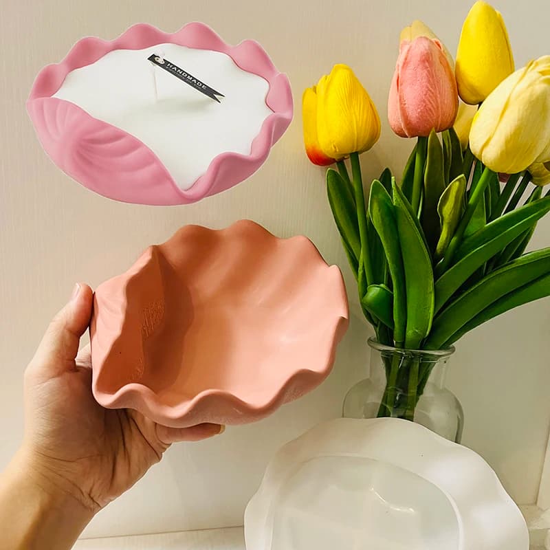 Large Shell Storage Tray Mold DIY Home Decor Conch Candle Cup Concrete Silicone Mold Cement Candle Vessel Mold
