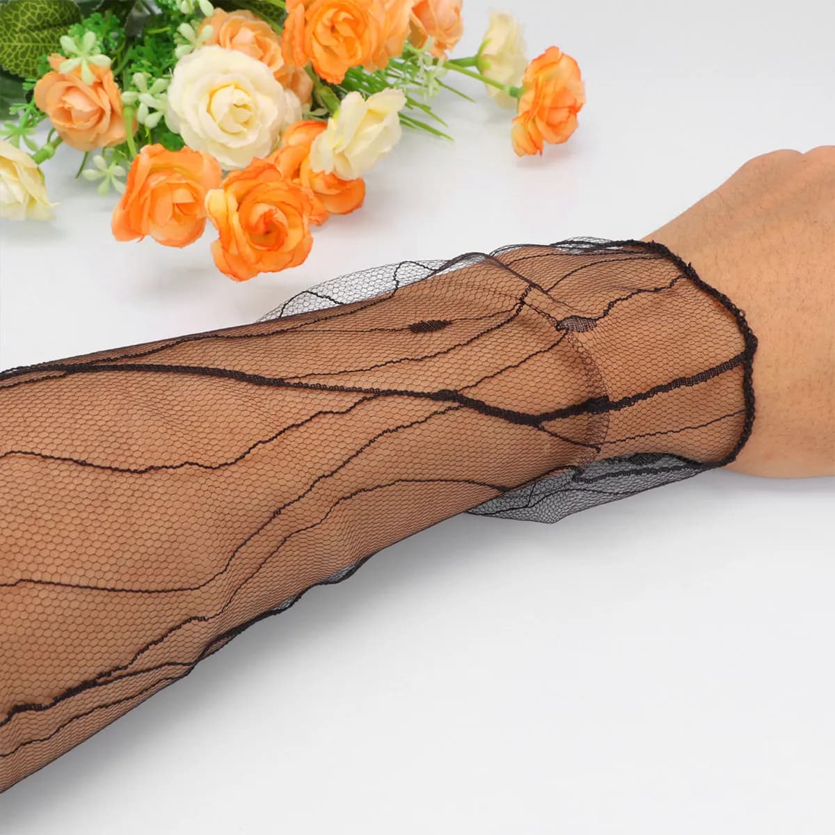 Set di 3 Maniche Protettive in Pizzo Rinfrescante con Protezione UV, Nere, per Ciclismo, Corsa e Sport all'Aperto
