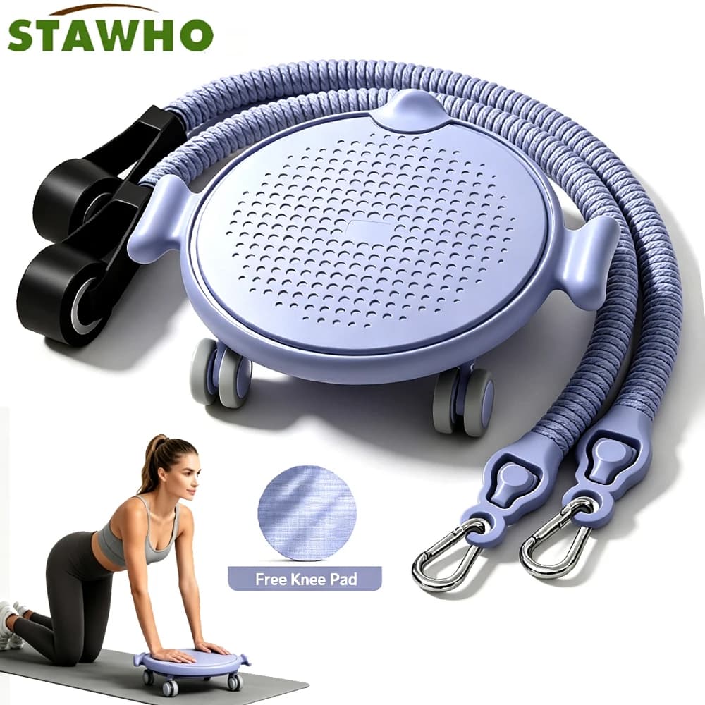 4-Wheel Ab Roller Kit with 360° Twister Sliding Disc, Non-Slip Handles, Knee Mat & Bands, Core Home Gym Equipment for Men Women