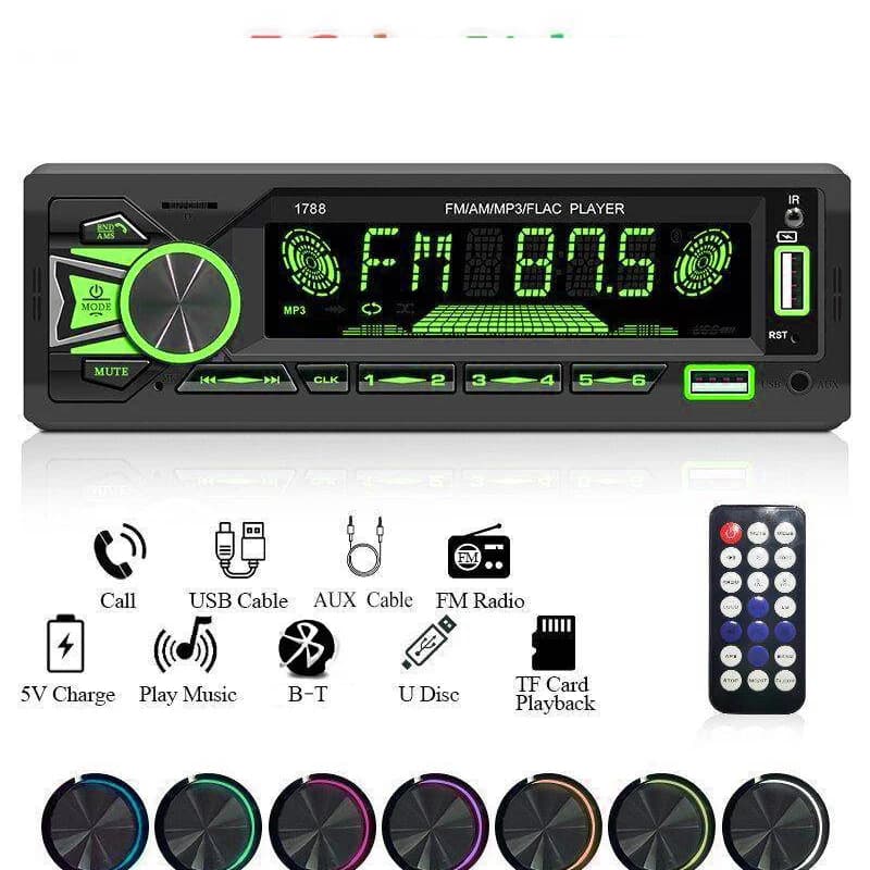 Lettore MP3 universale per auto da 1 DIN B-tooth WIRELESS, radio FM, ingresso USB/TF/AUX, caricabatterie rapido, visualizzazione dell'ora, stereo multimediale per A