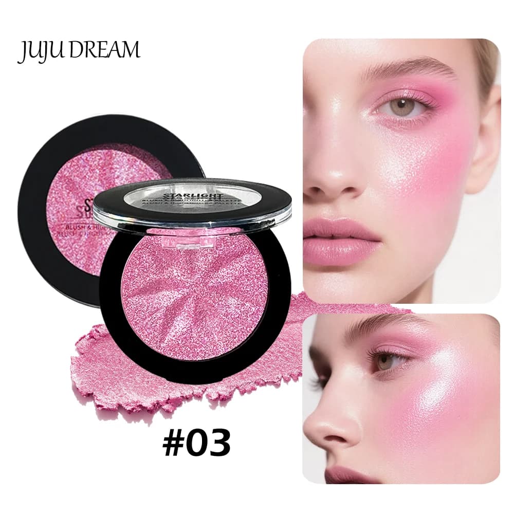 Blush Multifunzione Rosa Scintillante JUJU DREAM, Illuminante e Blush per Viso e Occhi