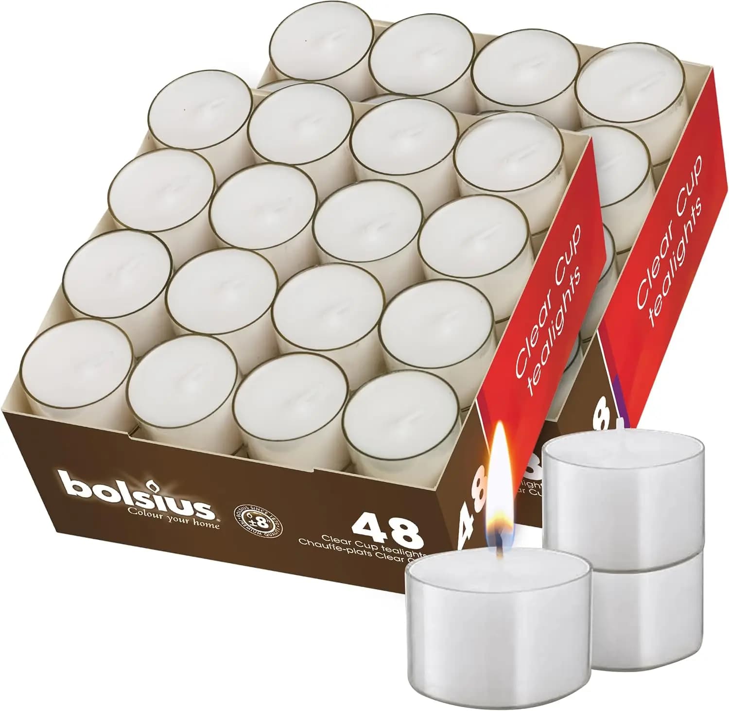 Candele trasparenti a tazza - 96 totali, bruciature di 8 ore, fiamma senza fumo, non profumate