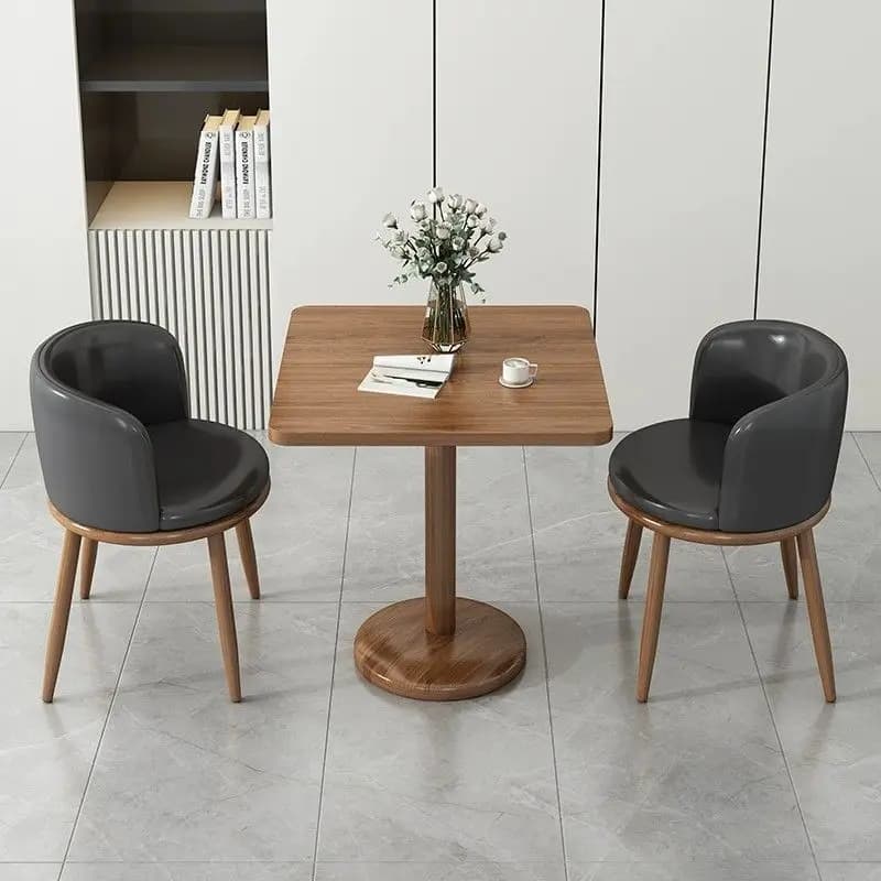 Tavoli da Pranzo Rotondi da Esterno con Piano in Legno e Gambe in Metallo, Design Semplice, Prezzo all'Ingrosso per Arredamento Alberghiero