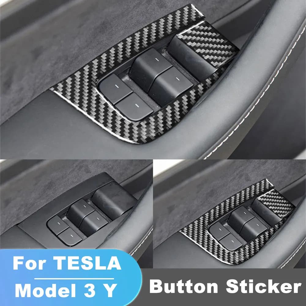 Car Window Control Panel Button Decor Sticker For Tesla Model 3 Model Y Door Switch Trim Frame Cover Car Interior Sticker