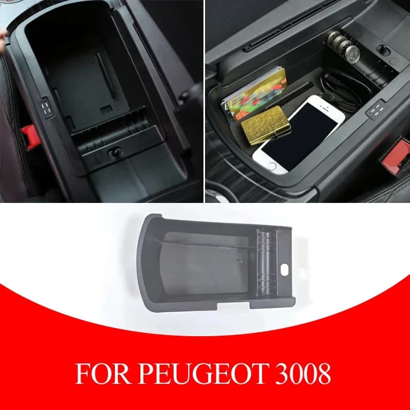 Scatola portaoggetti per bracciolo portaoggetti centrale per auto custodia per vassoio portaoggetti contenitore per Pallet per accessori Peugeot 3008 2012-2015