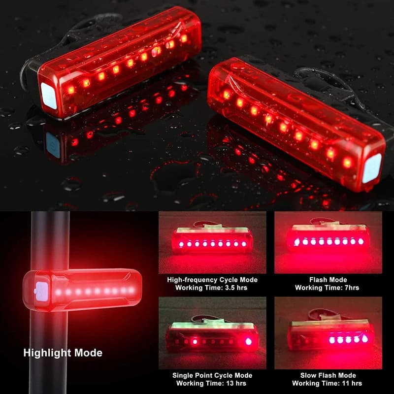 Backlight for bicycle rear light for bicycle Ultra bright red LED rear lights rechargeable via USB for backlight safety for cycling helmet