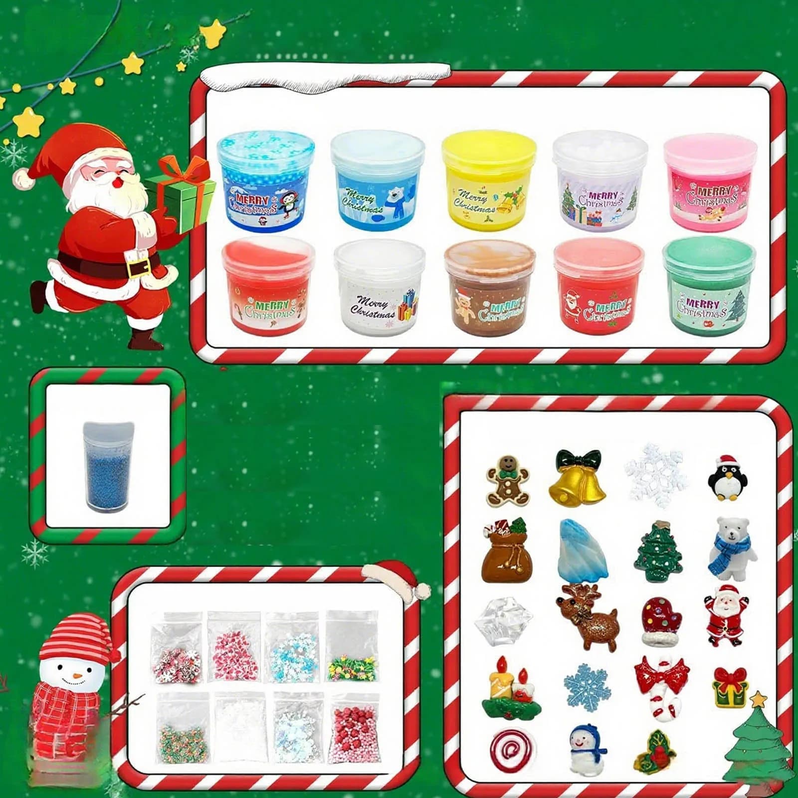 Calendario dell'Avvento Slime 2025 per bambini, calendari per il conto alla rovescia di Natale 24 giorni di sorprese con kit Slime Regali divertenti per bambini piccoli