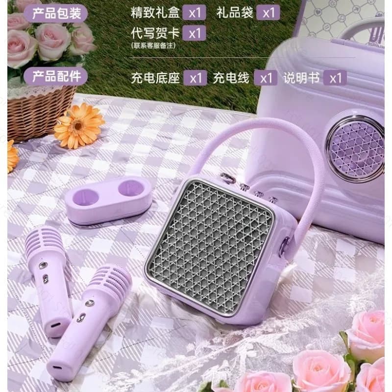 Portable Karaoke Speaker with Mic Bluetooth Home Singing Machine for Family KTV Gift