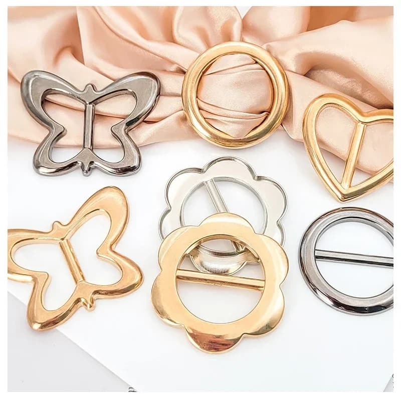 2 pieces metal round circle clip buckle clothing wrap ring silk scarf ring clip t-shirt tie clip female ornament tea make
