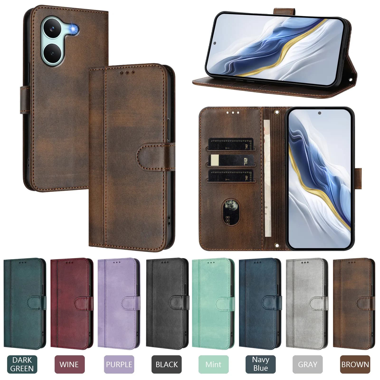 Custodia a Libro in Pelle di Lusso Magnetica per Xiaomi Poco X8 Pro Max X7 X6 Neo X5 X4 X3 Pro NFC GT con Porta Carte e Funzione Portafoglio