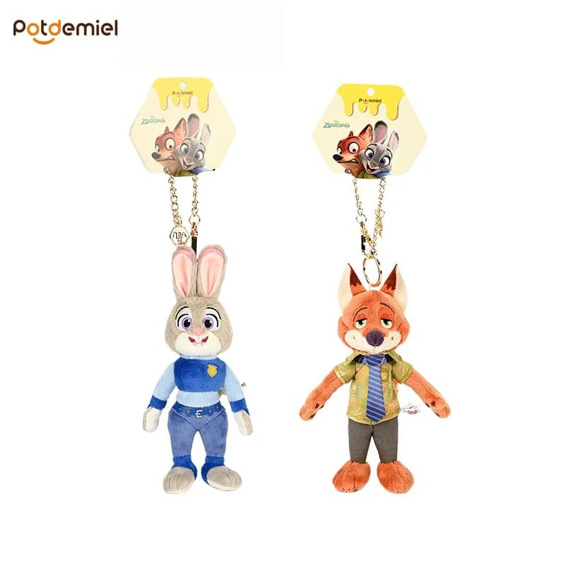 Zootopia Cute Plush Keychain Soft Stuffed Animal Judy Hopps Nick Wilde Bag Pendant Backpack Decoration