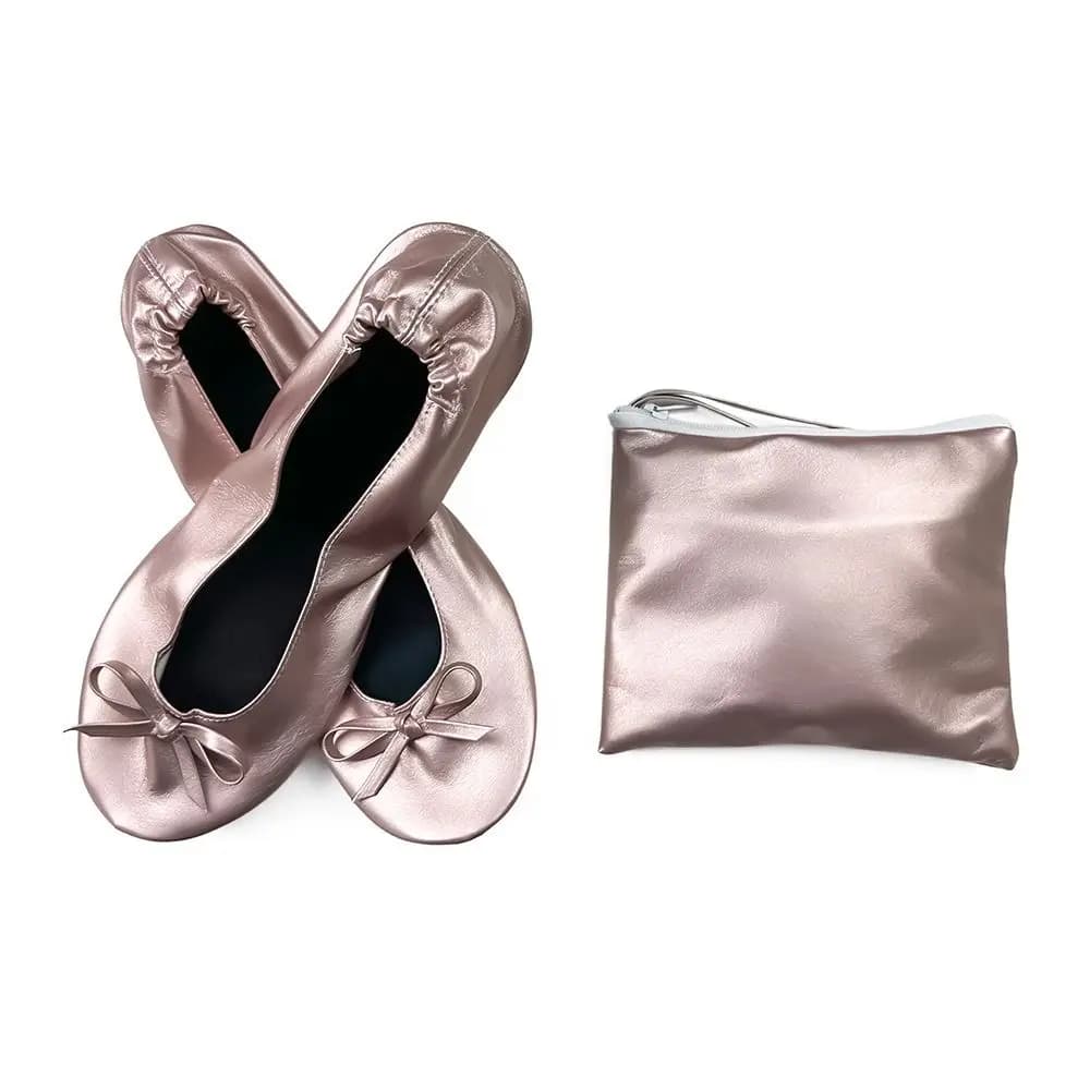 Ballerine Pieghevoli Portatili con Borsa Abbinata, Scarpe Traspiranti con Punta Rotonda per Donna