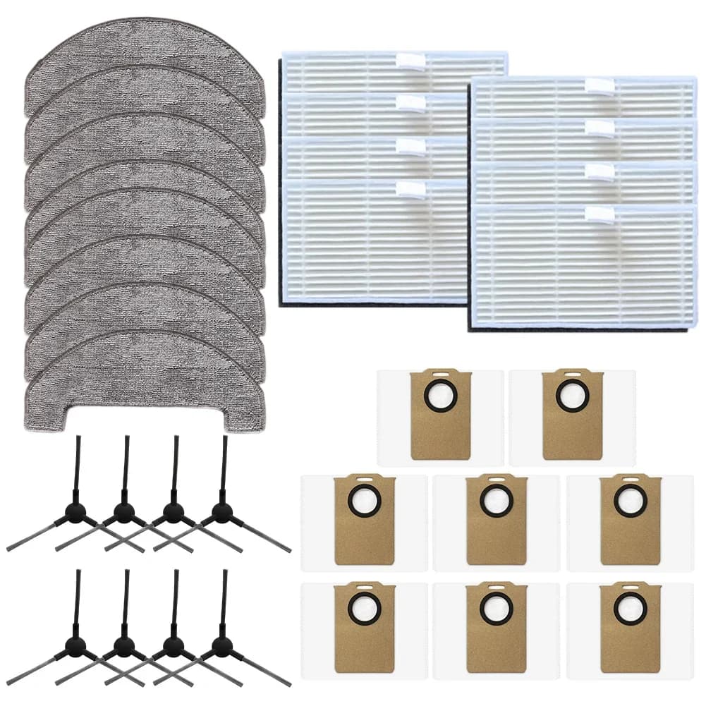 Per i robot aspirapolvere MONSGA MS1 MAX, include 1 set di 16 spazzole laterali, filtri, panni e sacchetti per la polvere.