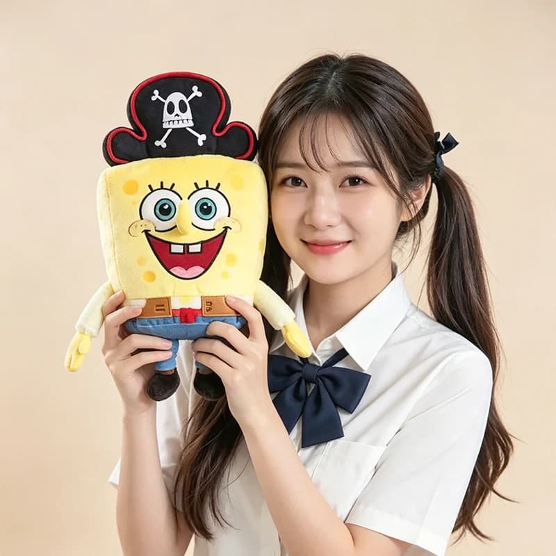 Peluche di SpongeBob SquarePants, Giocattolo Morbido e Carino, Bambola di Cartone Animato, Regalo di Compleanno per Bambini e Fan di Anime, Oggetto da Collezione
