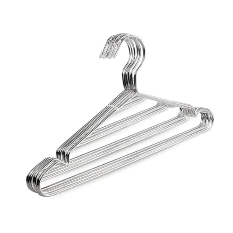 5 Pack Clothes Hanger, Stainless Steel Construction, One Handed Operation