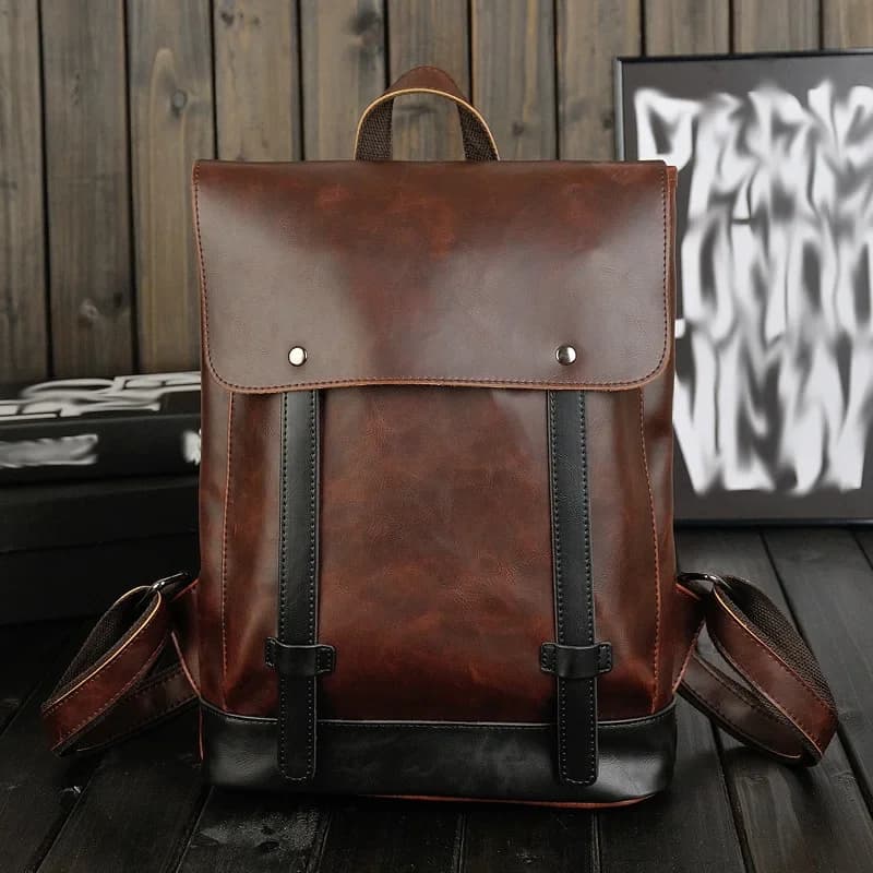 Zaino da uomo Vinatge zaino in pelle di cavallo pazzo di lusso per uomo zaini zaino borsa per libri per studenti zaino Softback maschile