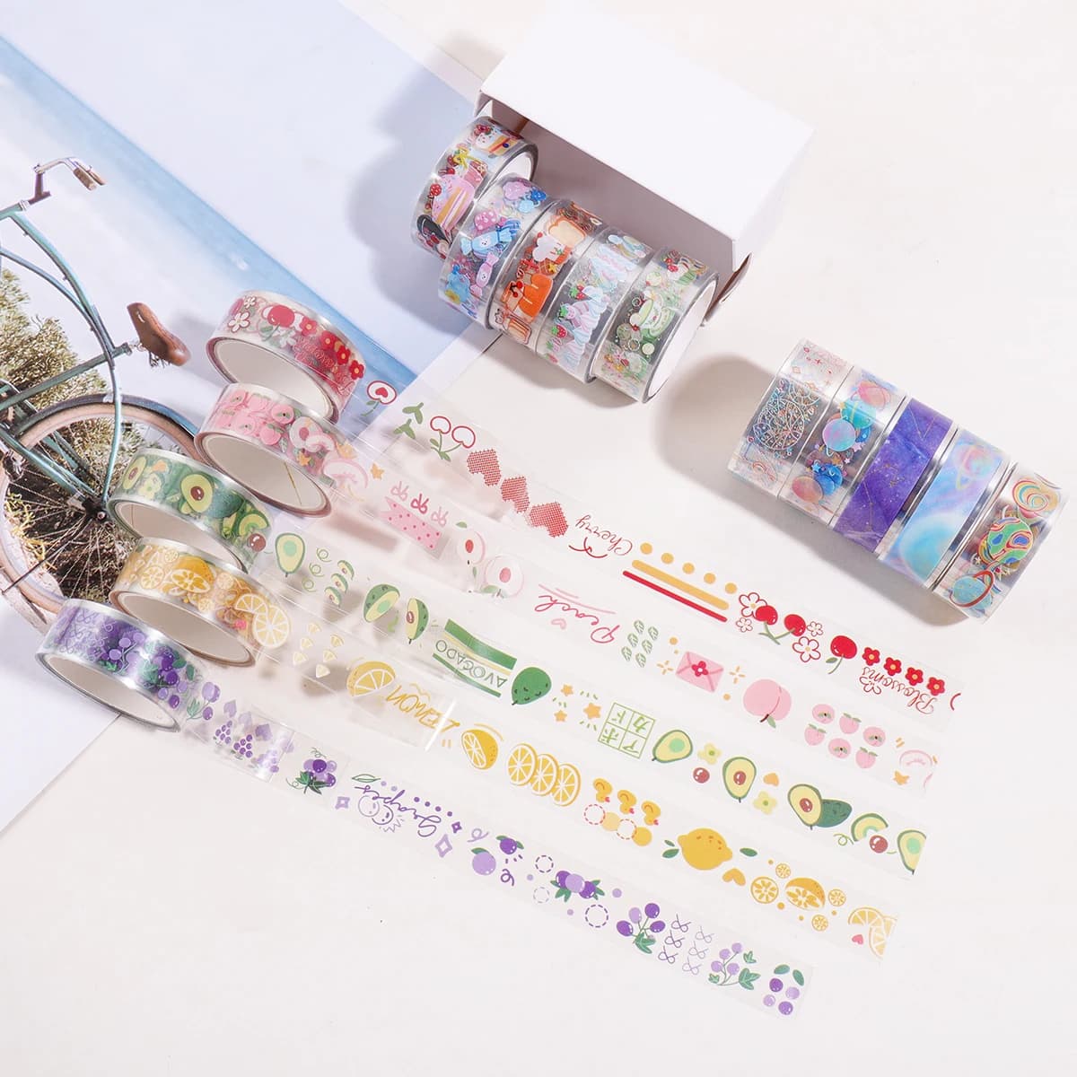 5 Rolls Clear PET Washi Tape Set, 1.5cm×2m Transparent Decorative Tape for Scrapbook Journaling Planner DIY Craft Supplies