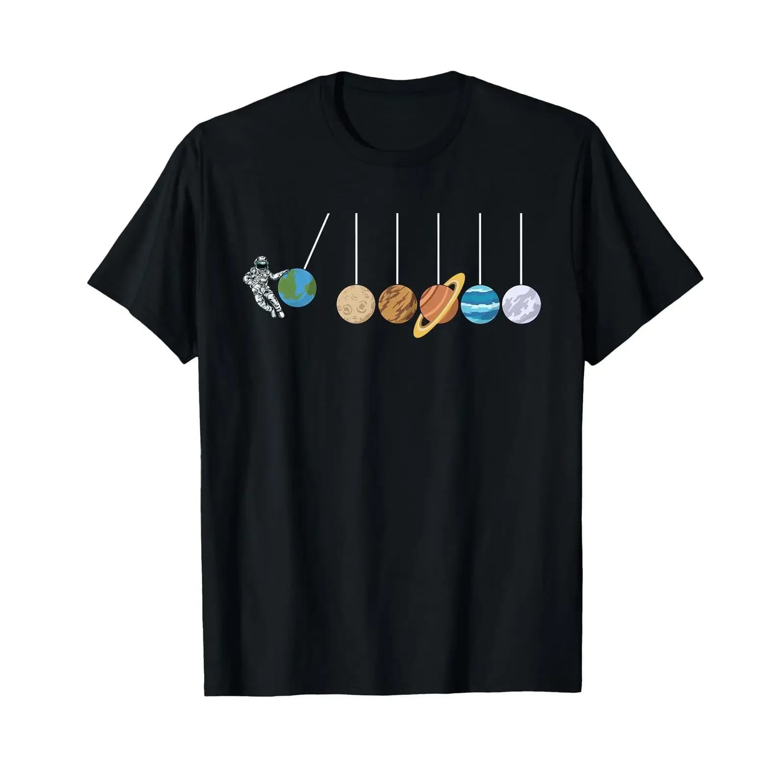 Solar System T Shirt Funny Astrophysics vintage Washed fashion Stylish designer clothes Soft homme Breathable Unisex Slightly