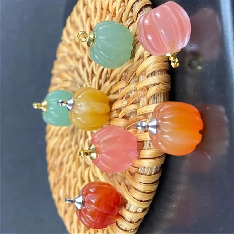 1 Pezzo Ciondolo in Pietra Naturale a Forma di Zucca per Creazione di Gioielli Fai-da-Te, Collane, Orecchini, Accessori per Capelli in Stile Antico 13-15mm