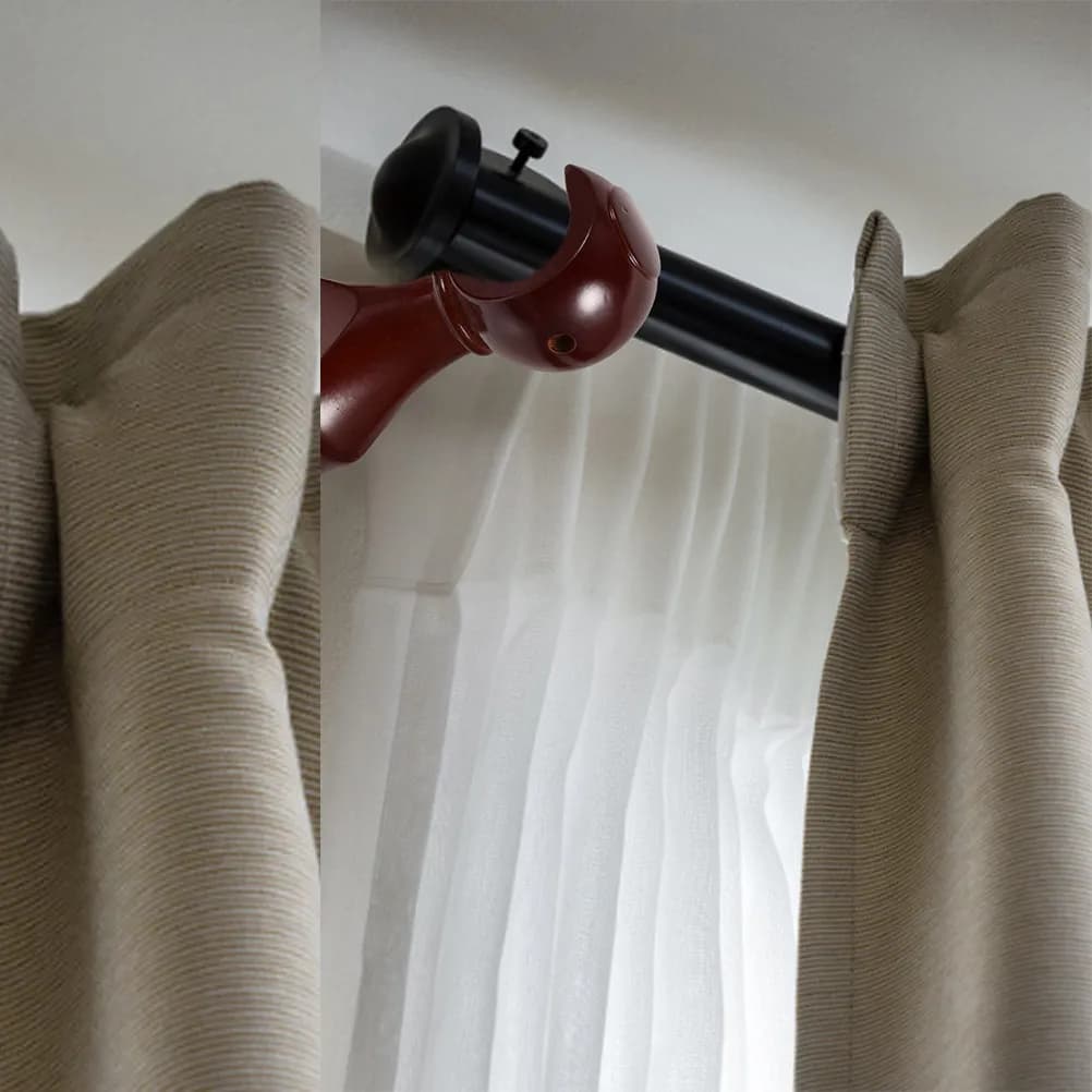 4Pcs Wood Curtain Rod Brackets Wall Mounted Solid Wood Window Curtain Rod Holders Heavy Duty Support for Double Rods Home Office