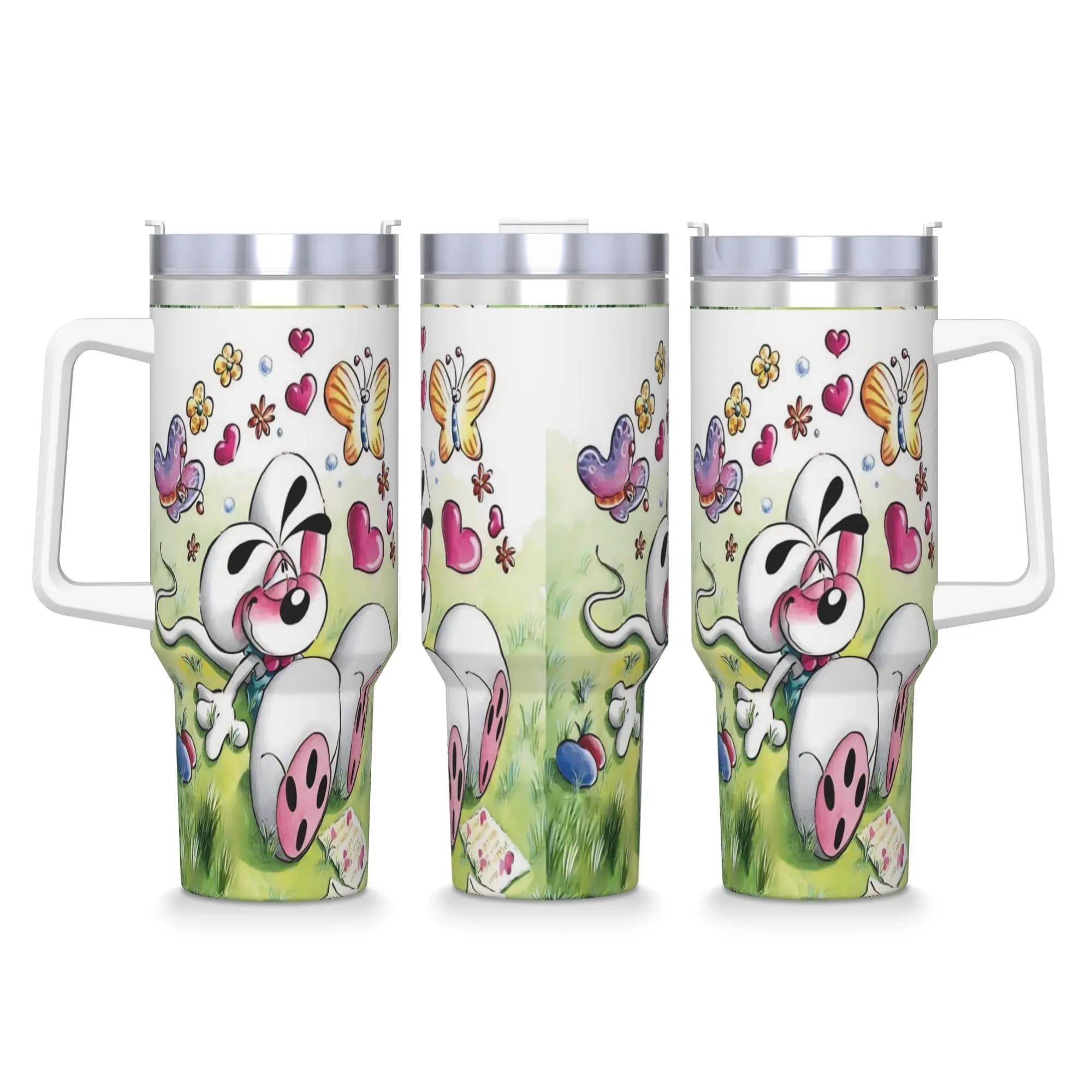 Cartoon D-Diddl Stainless Steel Tumbler Camping Coffee Mug With Straws and Lid 40oz Car Mugs Hot Drinks Water Bottle
