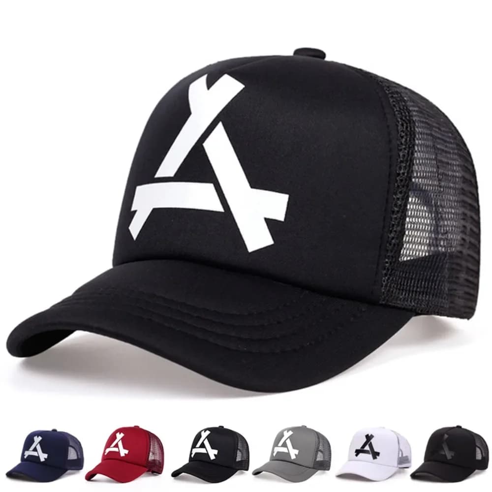 Berretti da baseball da pesca da uomo unisex estivi Cappelli snapback in rete traspirante da donna Cappelli sportivi casual rossi neri Cappellino con stampa 3D