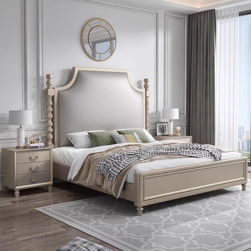 Letto da massaggio per camera da letto europea Doppio design di cani umani di lusso Letto per dormire da principessa Letto matrimoniale sicuro in legno Mobili per la casa