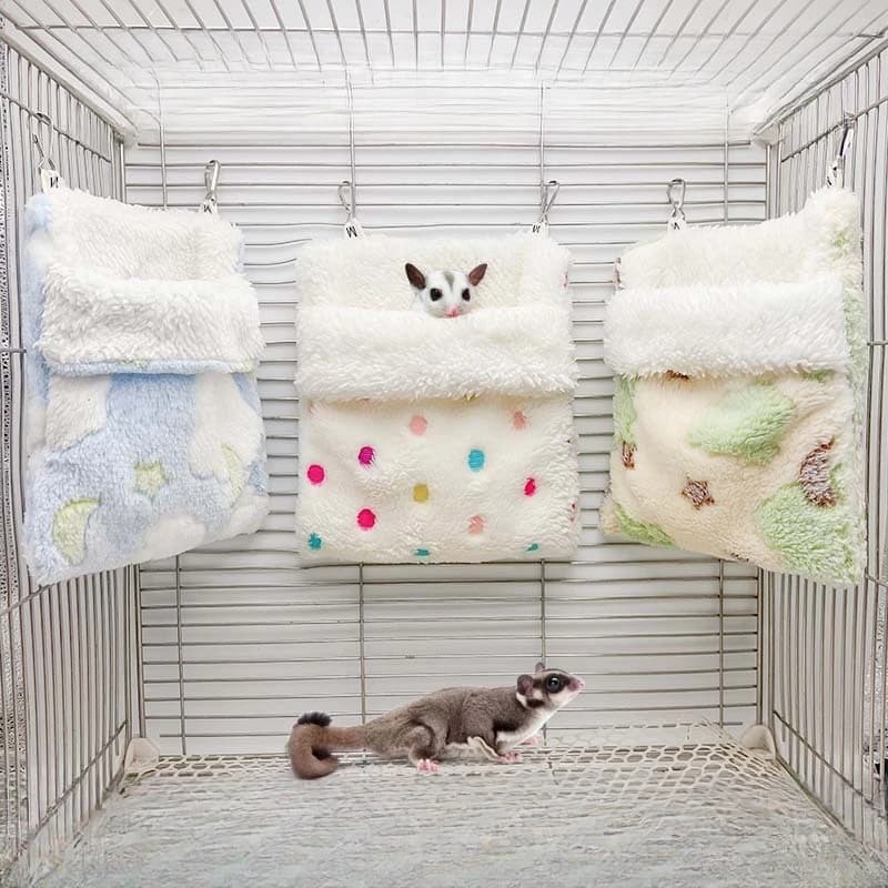 Amaca in peluche per animali domestici, sacca a dondolo calda per ratti, sacco a pelo con motivo a nuvole per petauri dello zucchero, sacca morbida e confortevole per gabbie di criceti