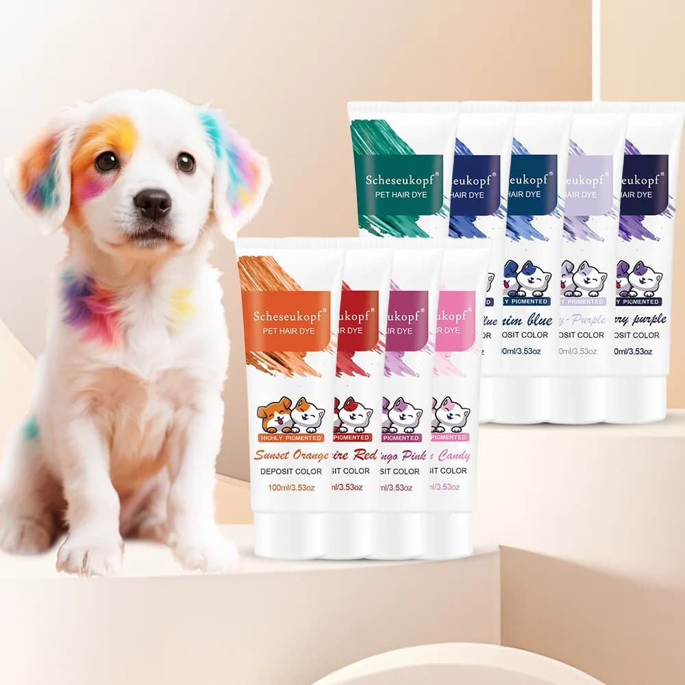 Pet Semi Permanent Hair Dye Plant Extract Mild Pigment Dog Cat 9 Shades Last 1-6M Safe Surface Coloring Grooming Cream 100ml