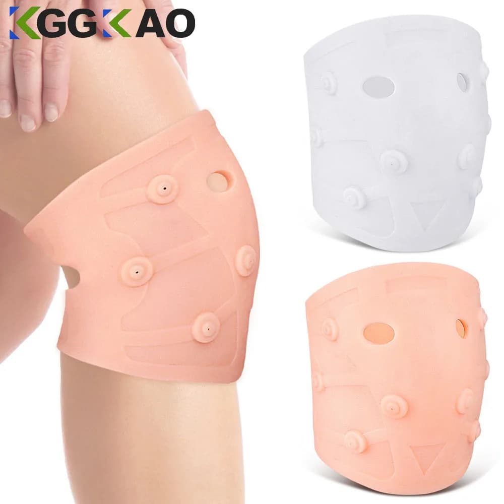 Ginocchiere in silicone da 1 pezzo, tutore magnetico per compressione del ginocchio, ginocchiere rotulee ispessite protezioni sportive