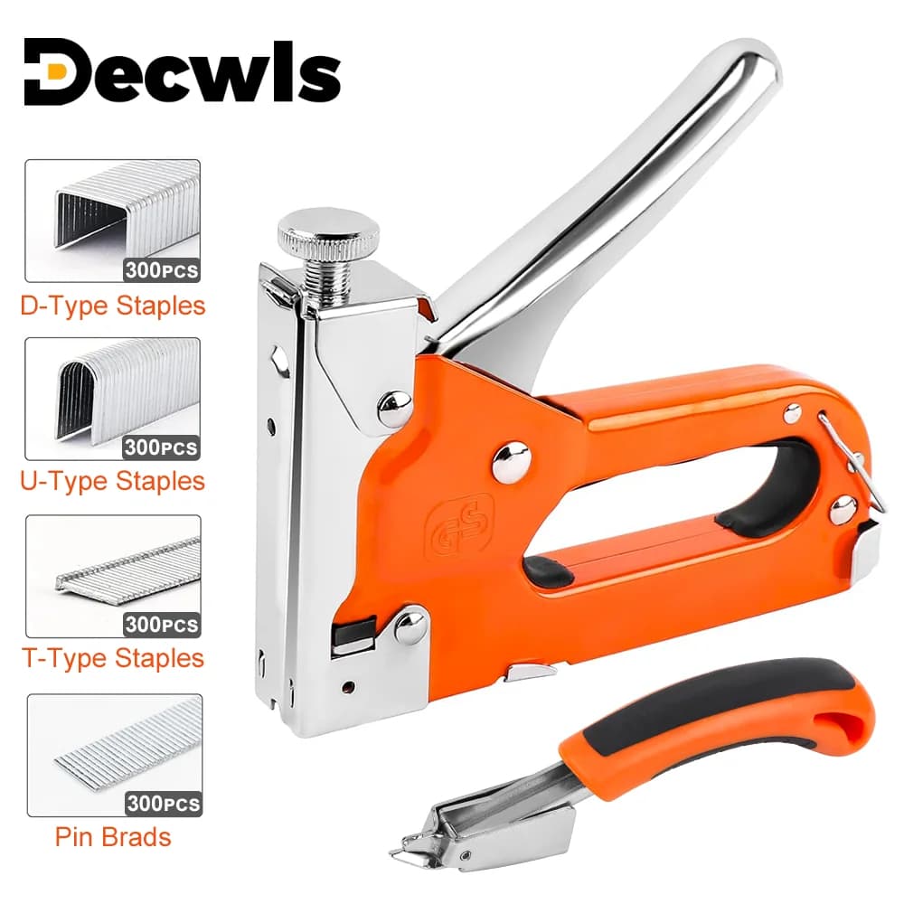 Kit pistola cucitrice 4 in 1, pistola sparachiodi a forma di U pistola cucitrice per carichi pesanti con dispositivo di rimozione cucitrice e graffette da 1200 pezzi strumento di riparazione della tappezzeria domestica