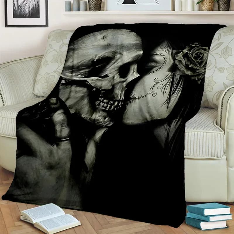 Coperta gotica con teschio femminile horror Dead Girl, coperta morbida per la casa, camera da letto, divano letto, picnic, viaggio, ufficio, coperta per bambini