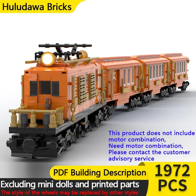 City Car Model MOC Building Bricks Orange Electric Deluxe Train Modular Technology Gifts Holiday Assemble Children Toys Suit