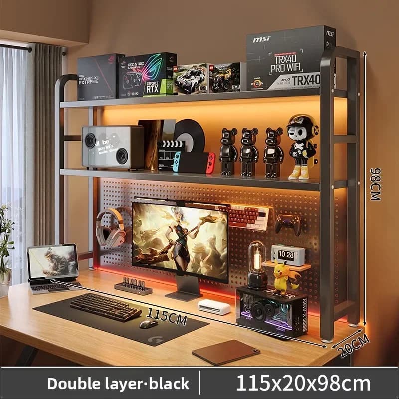Bookshelf Desktop Wrought Iron Hole Board Multi-layer Storage Expansion Storage Shelf Computer Desktop Finishing Rack Factory